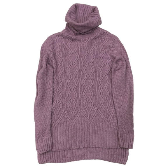 Womens Soft Purple Cowl Neck Cable Knit Turtleneck Sweater Medium