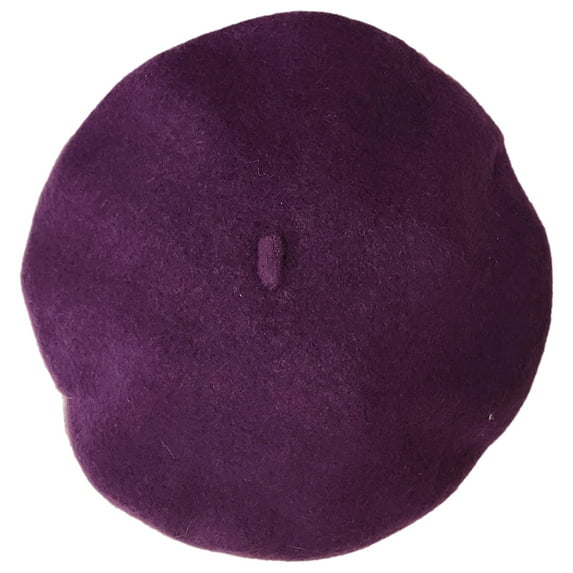 Womens Soft Purple Wool Felt Beret Hat Cap