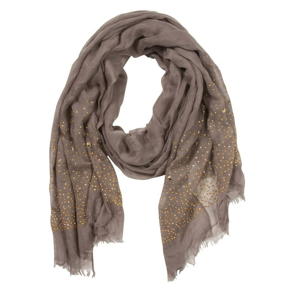 Womens Soft Scarf w/ Mixed Studs - Brown