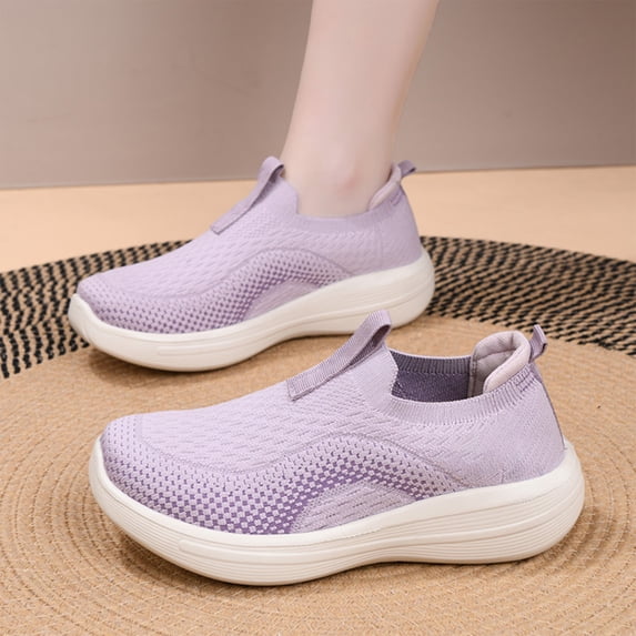 Womens Soft Sole Comfort Slip On Shoes, Casual Breathable Walking Flats, Lightweight Fashion Sneakers For Daily Wear