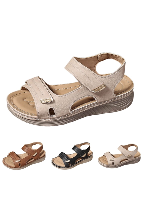 Womens Soft Sole Wedge Sandals Arch Support Adjustable Buckle Summer Shoes Hollow out Round Toe Platform Slippers White Size 7