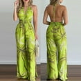 thumbnail image 1 of Womens Soft Summer Jumpsuits Short Sleeve Casual Wide Legs Rompers Green L, 1 of 5