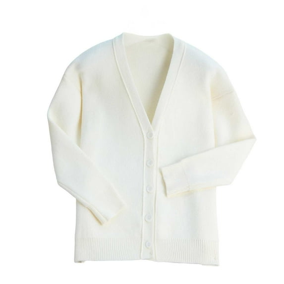 Womens Soft Sweater Cardigans Button Up Long Sleeve V Neck Knit Sweaters Solid Color Comfy Casual Fall Outerwear (Free Size, White)
