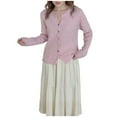 thumbnail image 1 of Womens Soft Sweaters Button Up Long Sleeve Knitted Cardigans Solid Color Casual Comfy Loose Sweater Coat (One Size, Pink), 1 of 3