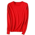 thumbnail image 1 of Womens Soft Sweaters Tops Crewneck Cotton Knit Base Pullover Solid Color Long Sleeve Casual Fall Winter Clothes (3XL, Red B), 1 of 6