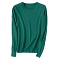 thumbnail image 1 of Womens Soft Sweaters Tops Crewneck Cotton Knit Base Pullover Solid Color Long Sleeve Casual Fall Winter Clothes (L, Green B), 1 of 6