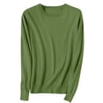 thumbnail image 1 of Womens Soft Sweaters Tops Crewneck Cotton Knit Base Pullover Solid Color Long Sleeve Casual Fall Winter Clothes (L, Green), 1 of 6