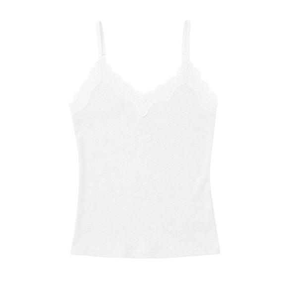 Womens Soft Tank Tops with Built in Bra Cami Women Cute Lace Shirts Summer Adjustable Spaghetti Straps Camisole Women Ribbed Breathable Cami Tanks Beach Travel Outfits, White XL