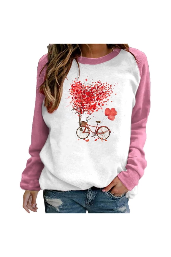 Womens Soft Valentine's Day Casual Pullover, Fall Winter Heart Pattern Casual Sweater Soft Valentine's Day Casual Pullover Holiday Heart Pattern Sweater Fitted Heart Print Top, Purple XL