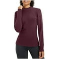 thumbnail image 1 of Womens Soft Velvet Tops Long Sleeve Mock High Neck Base Pullover Sweater Fitted Solid Color Fall Winter Clothes (L, Purple), 1 of 7