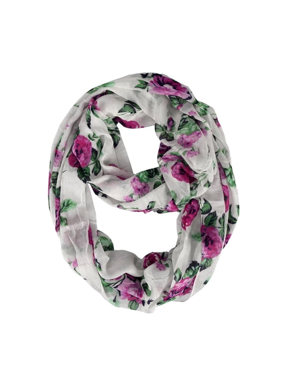 Womens Soft Vintage Floral Print Sheer Infinity Loop Circle Scarf