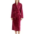 thumbnail image 1 of Womens Soft Warm Robe, Fleece Thick Long Sleeve Bathrobe, Unisex Fall Winter Flannel Pajamas Robes with Pockets M, 1 of 9