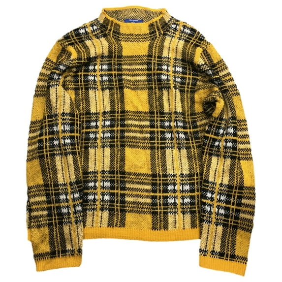 Womens Soft Yellow & Black Plaid Pull-Over Sweater XX-Large
