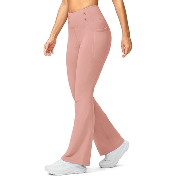 Womens Soft Yoga Pants Fleece Lined Flare With Pockets Butt Lifting High Waist Yoga Pants 2025 Winter Warm Thick Leggings for Women Running Gym and Workout