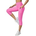 thumbnail image 1 of Womens Soft Yoga Pants Pocket Capri 3/4 High Waist Elastic Opaque Plus Size Sports With Side Pockets for Yoga Leisure Leggings for Women Running Gym and Workout, 1 of 6