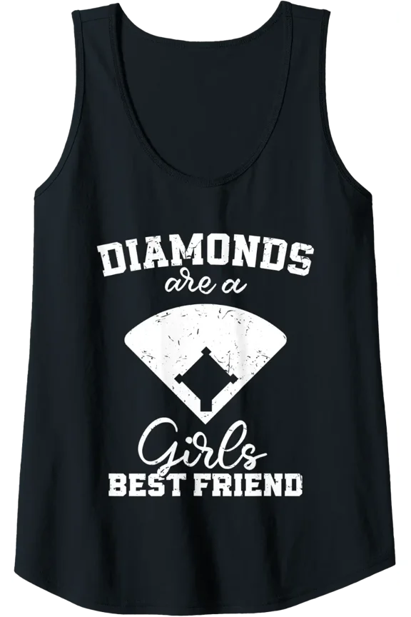 Womens Softball Player Diamonds Are A Girls Best Friend Tank Top Size S-3XL