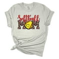 thumbnail image 1 of Womens Softball Tshirt Leopard Print Softball Mom Short Sleeve T-shirt-Athletic Heather-large, 1 of 1