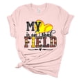 thumbnail image 1 of Womens Softball Tshirt My Heart Is On That Field Softball Mom Short Sleeve T-shirt-Soft Pink-medium, 1 of 1