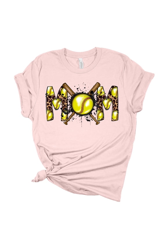 Womens Softball Tshirt Softball Bats Softball Mom Short Sleeve T-shirt-Soft Pink-5xl