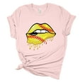 thumbnail image 1 of Womens Softball Tshirt Softball Lips Softball Mom Short Sleeve T-shirt-Soft Pink-medium, 1 of 1