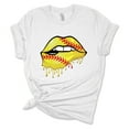 thumbnail image 1 of Womens Softball Tshirt Softball Lips Softball Mom Short Sleeve T-shirt-White-xxl, 1 of 1
