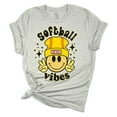 thumbnail image 1 of Womens Softball Tshirt Softball Vibes Happy Face Softball Mom Short Sleeve T-shirt-Athletic Heather-xxl, 1 of 1