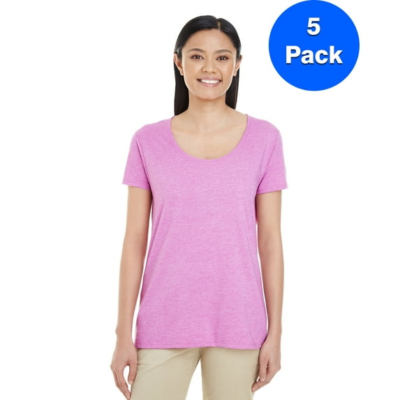 Womens Softstyle® 4.5 oz. Deep Scoop T-Shirt 5 Pack