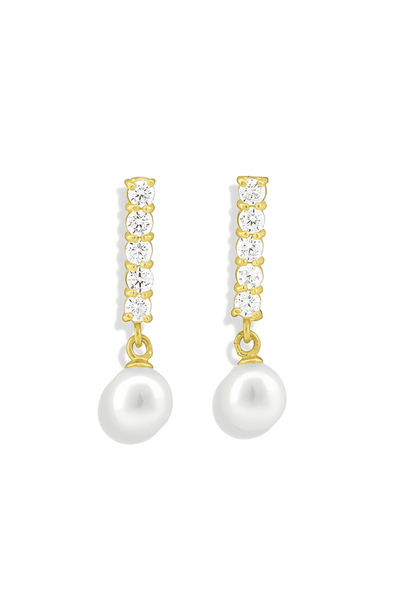 Women's 14K Yellow Gold Pearl Drop Earrings - 0.60 in
