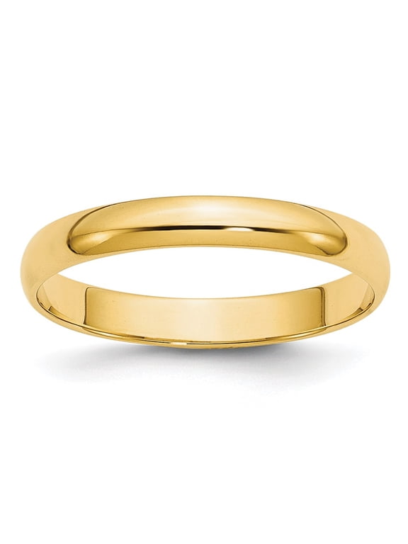Womens Solid 10K Yellow Gold 3mm Traditional Fit Plain Wedding Band Size 7.5
