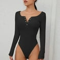 thumbnail image 1 of Womens Solid Basic Hottie Half Open Neck Tight Sleeveless Ribbed Knit Bodysuit Black M YIWEI, 1 of 11