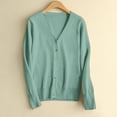 thumbnail image 1 of Womens Solid Button Down Long Sleeve Classic V Neck Knit Cardigan Sweater, 1 of 6
