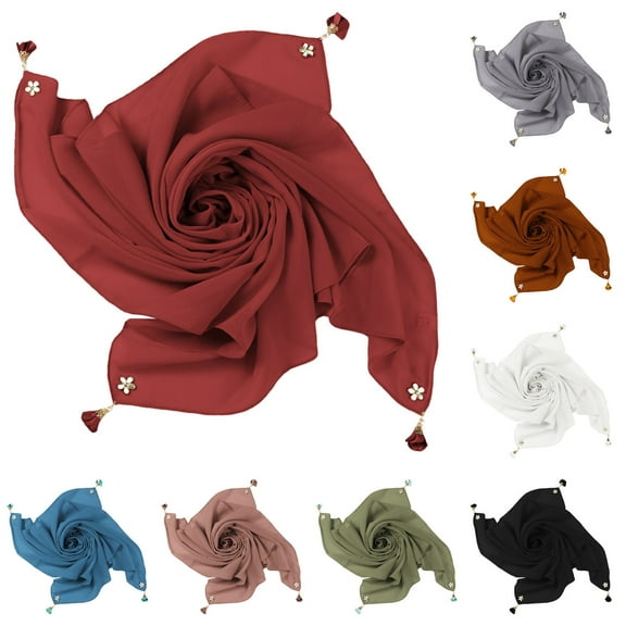 Womens Solid Chiffon Square Scarf Lightweight Head Neck Wrap Bandana