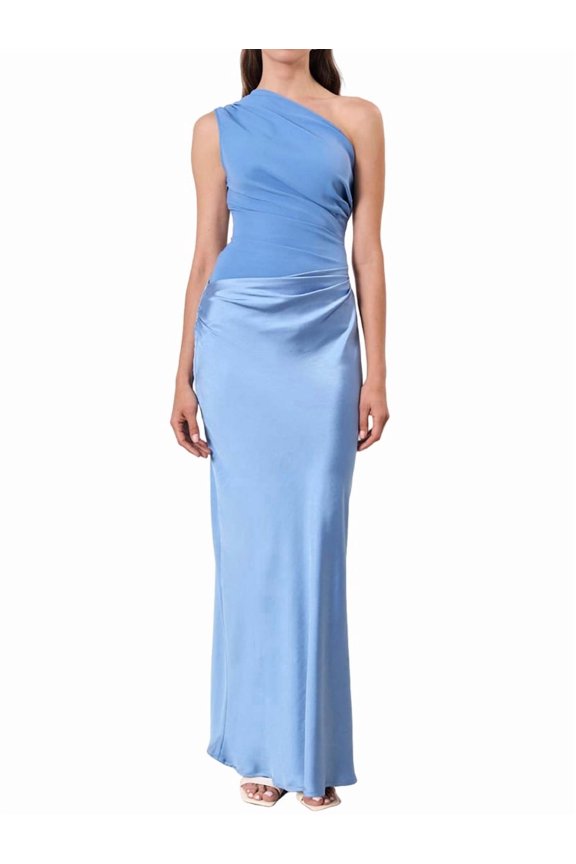 Womens Solid Color Asymmetric Neck Sleeveless Backless Bodycon Casual Dress Summer Chic Gown S