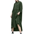 thumbnail image 1 of Womens Solid Color Button Cardigan High Waist Casual Long Dress Loose Long Sleeve Shirt Lounge Maxi Dress, 1 of 9