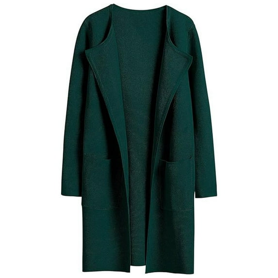 Womens Solid Color Cardigan Oversized Open Front Long Sleeve Lapel Casual Jacket 2023 Fall Coat Dressy Cardigan Knit Sweater Dress Womens Leopard Long Cardigan Knit Cardigans for Women plus Size