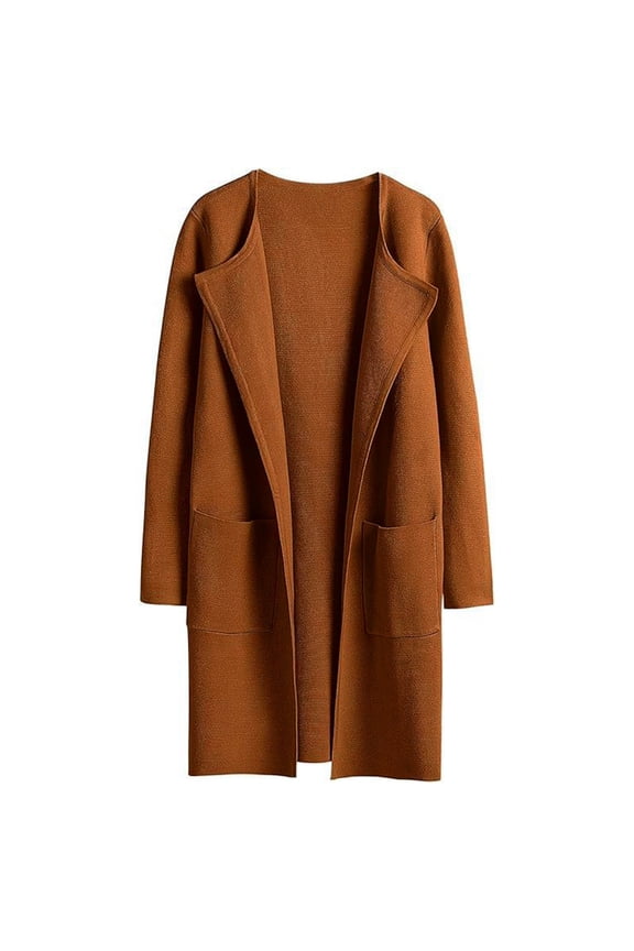 Womens Solid Color Cardigan Oversized Open Front Long Sleeve Lapel Casual Jacket 2023 Fall Coat Dressy Cardigan Knit Sweater Dress Womens Leopard Long Cardigan Knit Cardigans for Women plus Size
