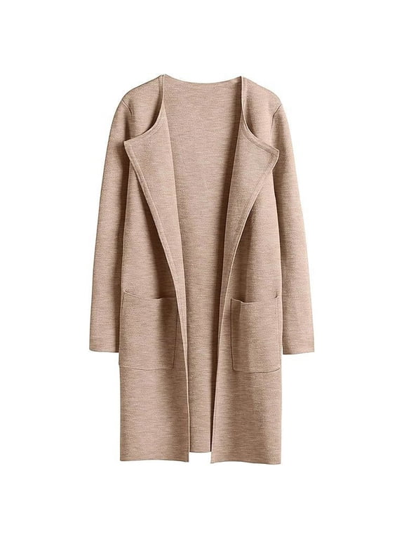 Womens Solid Color Cardigan Oversized Open Front Long Sleeve Lapel Casual Jacket 2023 Fall Coat Dressy Cardigan Leopard Print Womens Cardigan Sweater Sweater Taupe Tan Knitted Cardigan for Women