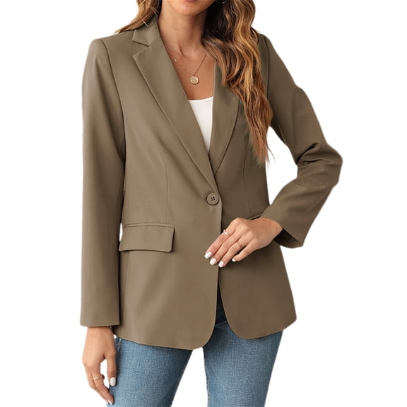 Womens Solid Color Casual Blazers Open Front Long Sleeve Work Office Jackets Blazer Coat