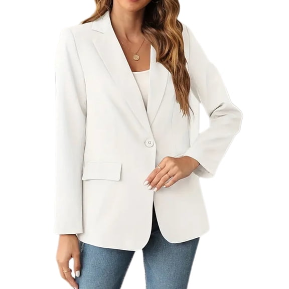 Womens Solid Color Casual Blazers Open Front Long Sleeve Work Office Jackets Blazer Coat