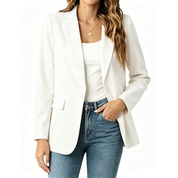 Womens Solid Color Casual Blazers Open Front Long Sleeve Work Office Jackets Blazer Coat