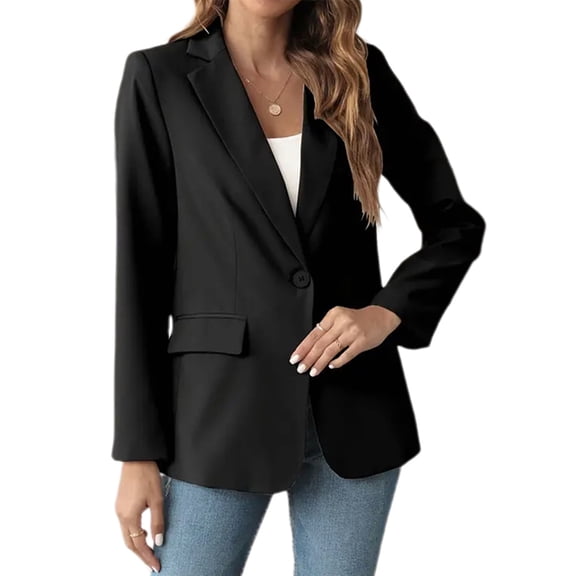 Womens Solid Color Casual Blazers Open Front Long Sleeve Work Office Jackets Blazer Coat