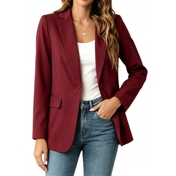 Womens Solid Color Casual Blazers Open Front Long Sleeve Work Office Jackets Blazer Coat
