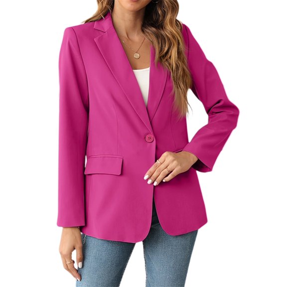 Womens Solid Color Casual Blazers Open Front Long Sleeve Work Office Jackets Blazer Coat