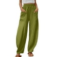 thumbnail image 1 of Womens Solid Color Casual Pants Trousers Elastic Waist Pockets Wide Leg Trousers, 1 of 2