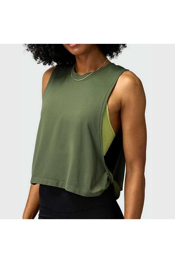 Womens Solid Color Casual Yoga Hollow Out Cover Shirt Round Neck Sports Top Summer Workout Blouse