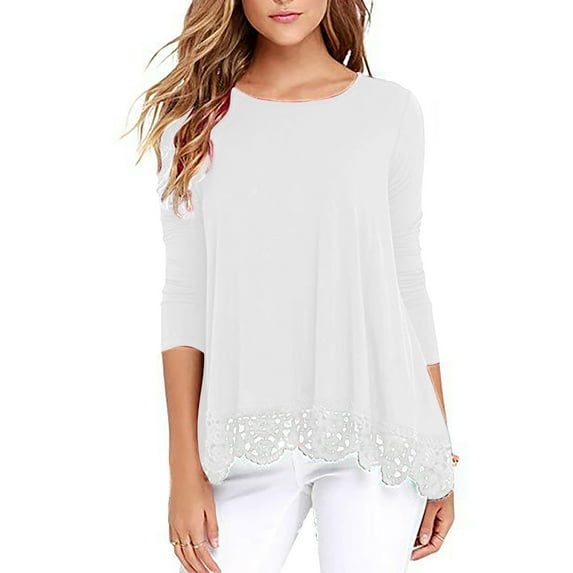 Womens Solid Color Comfortable Loose T-Shirt Long Sleeve Blouse Casual Tops