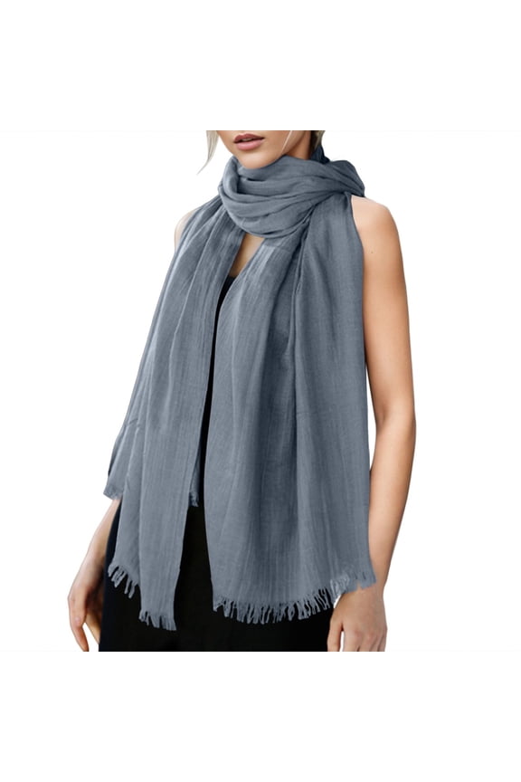 Womens Solid Color Cotton Linen Scarf Cozy Fall Winter Beach Striped Wrap Soft Lightweight Versatile Fashion Accessory