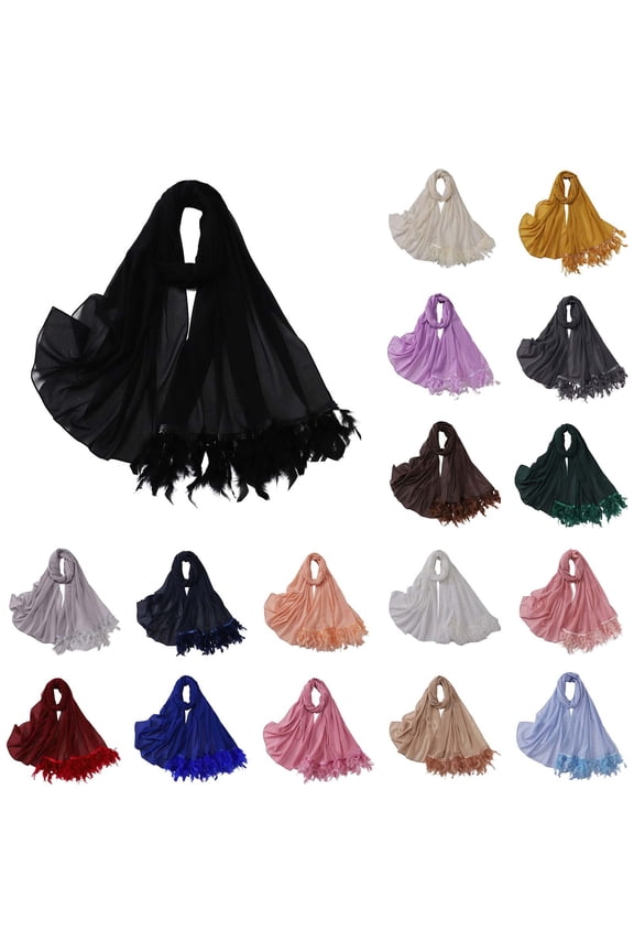 Womens Solid Color Crinkled Head Scarf With Ethnic Style Design