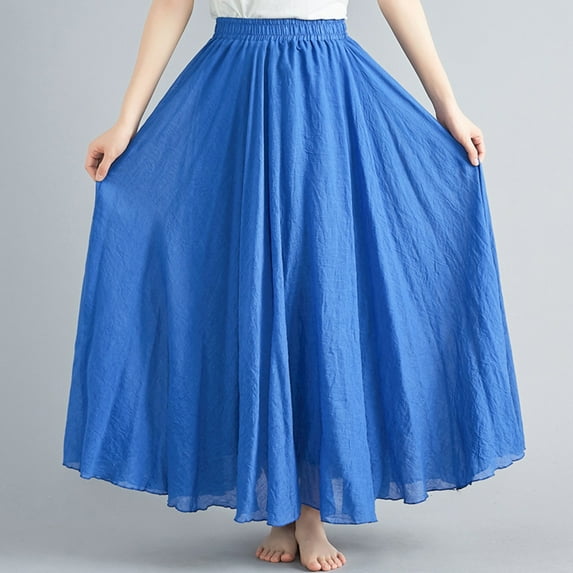 Womens Solid Color Half Skirt Elastic Waist A Line Skirt Long Half Skirt（95cm/37.4in） Pleated Skirt plus Size High Split Skirt Hot Skirt Plaid Skirt Women's Midi Skirt Sparkly Skirt And Top Set Light