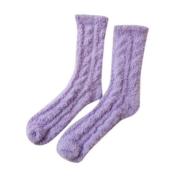 Womens Solid Color Knee High Socks Cozy Velvet Socks Plush Fleece Lined Winter Sleep Socks For Cold Nights
